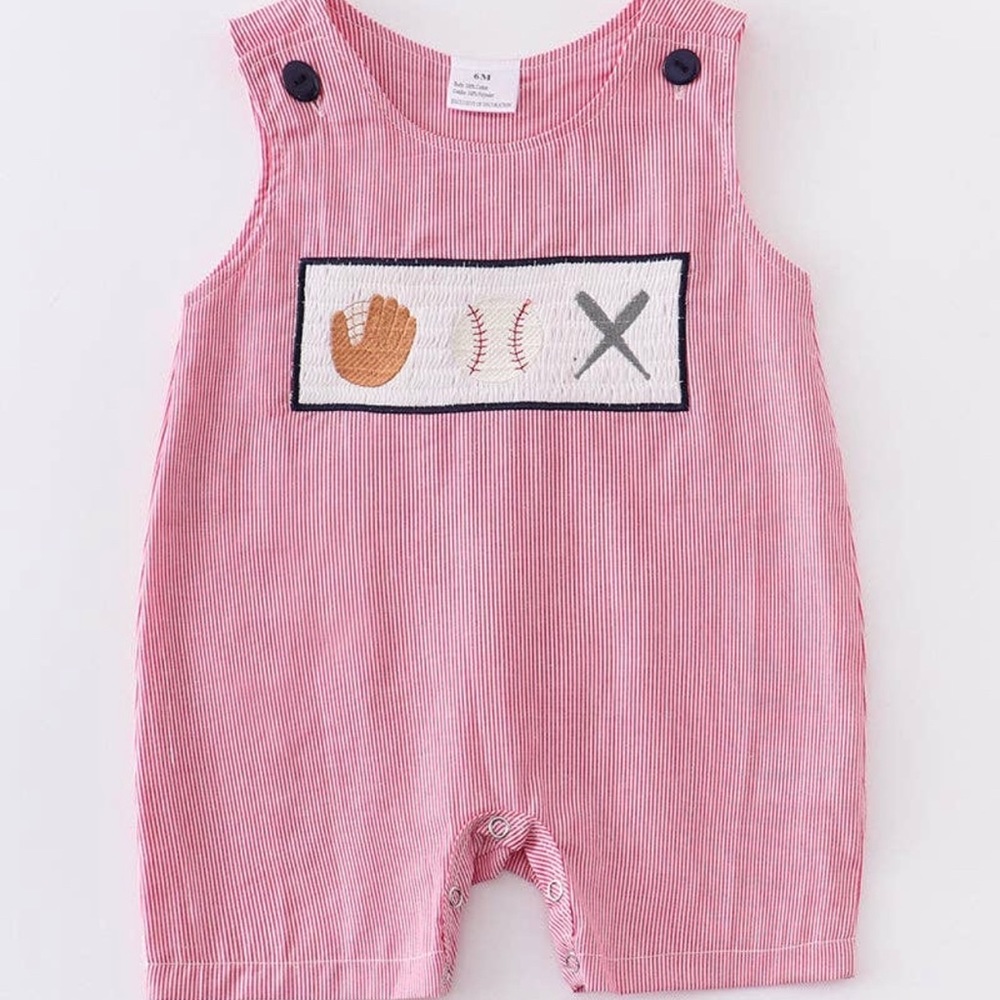 Stripe Baseball Boy Romper